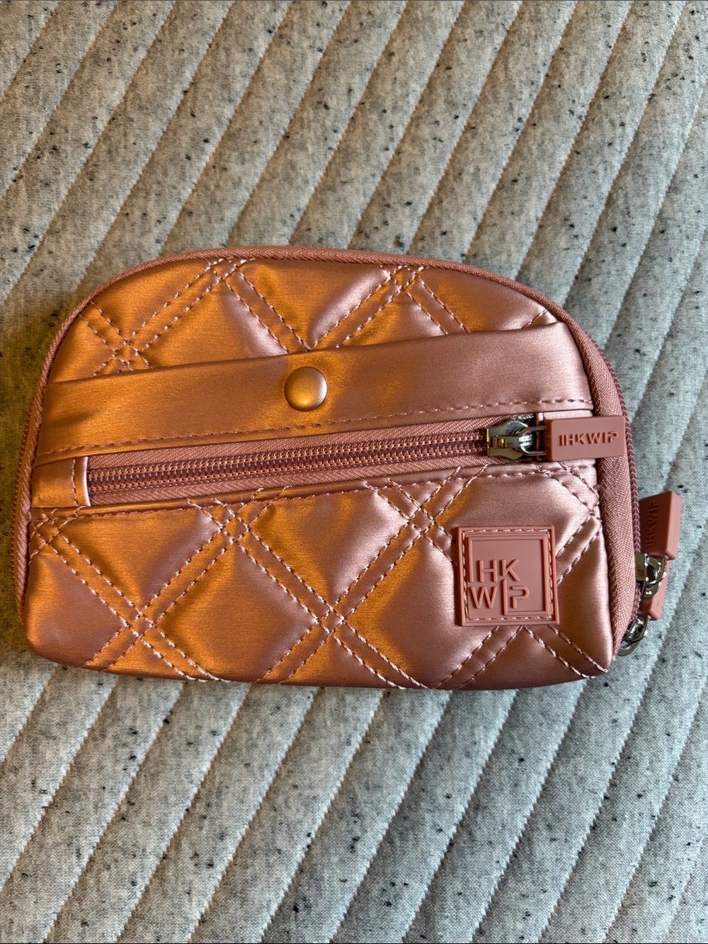 IHKWIP Quilted Metallic Rose Small Zip Wallet